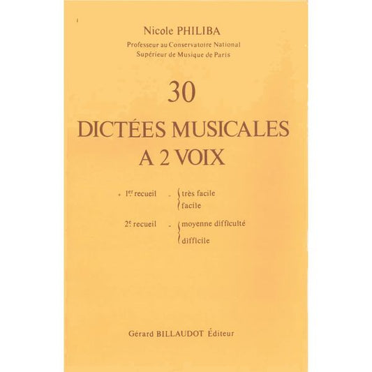 30 Dictées musicales à 2 voix. 1er recueil