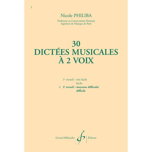 30 Dictées musicales à 2 voix. 2e recueil