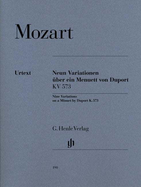 9 variations sur a Menuet by Duport K. 573