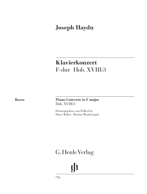 Concerto pour piano Fa majeur Hob. XVIII:6