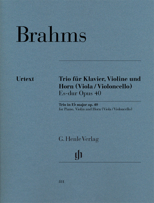 Trio Mi bémol majeur op. 40 pour piano, violon et cor (alto / violoncelle)