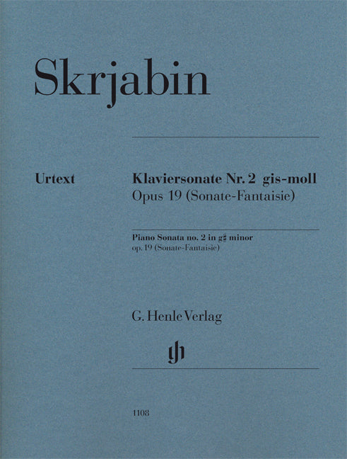 Sonate pour piano n° 2 en g dièse mineurr op. 19 (Sonate-Fantaisie)