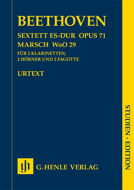 Sextuor Mi bémol majeur op. 71 et Marche WoO 29 pour pour 2 clarinettes (B bémol), 2 bassons et 2 cors (E bémol/B bémol et F)