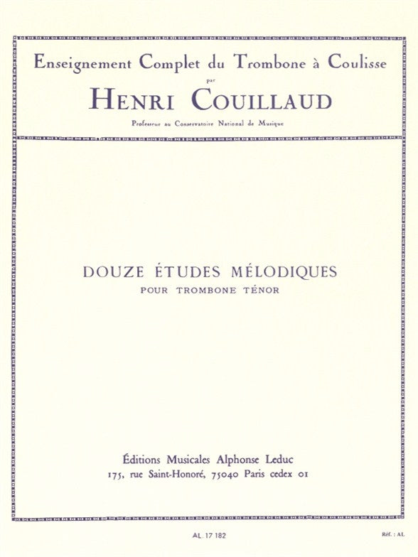 12 Mélodiques pour Trombone Ténor