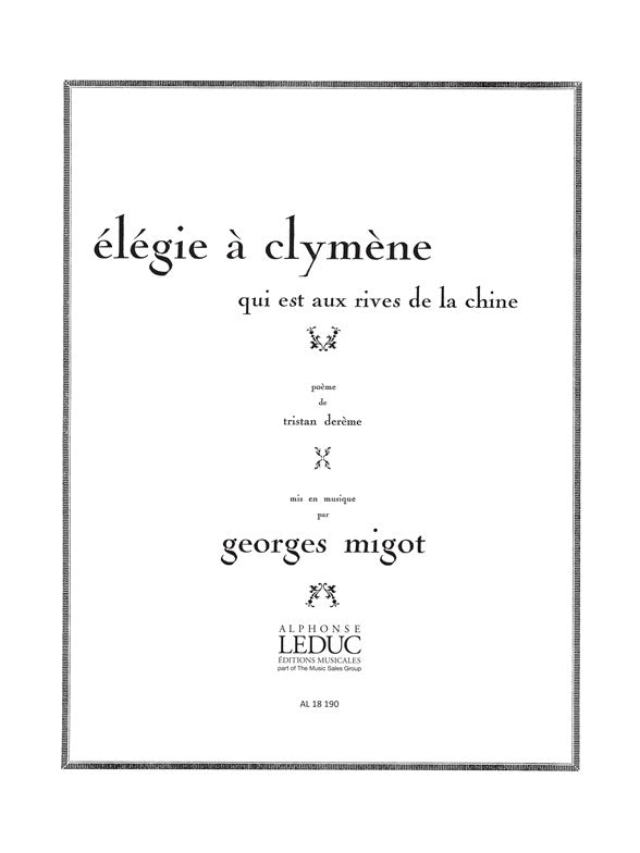 Elégie à Clymène qui est aux Rives de la Chine