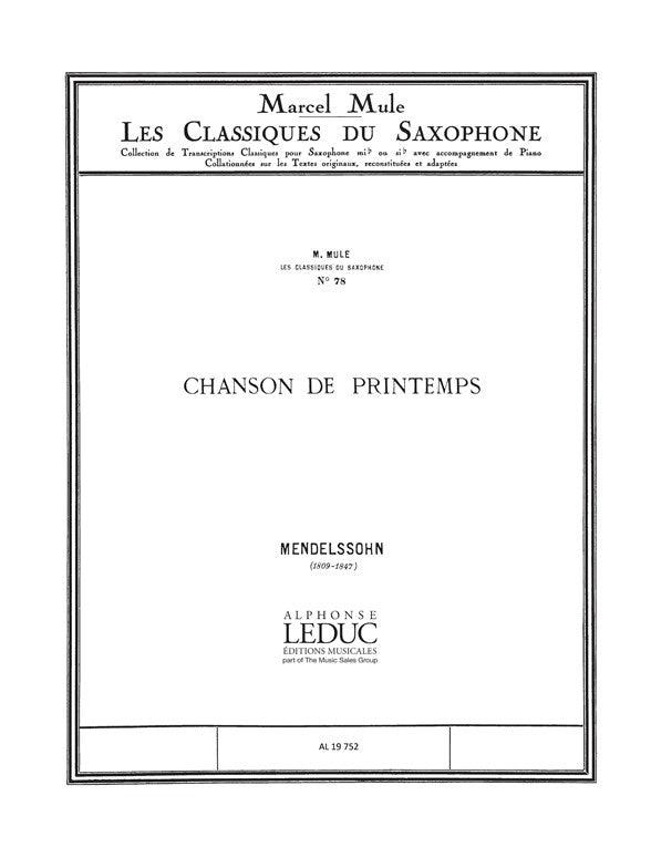 Chanson de Printemps Op.62 n° 6 en la majeur