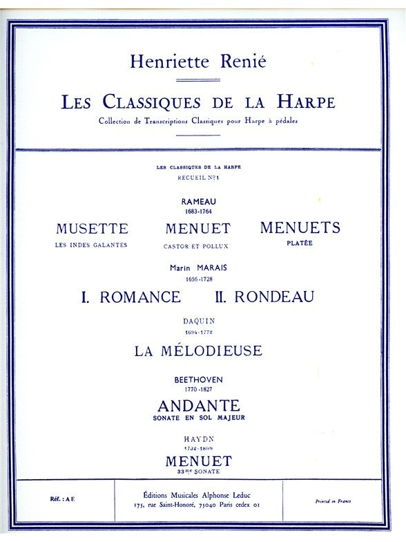 Les Classiques de la Harpe n° 1