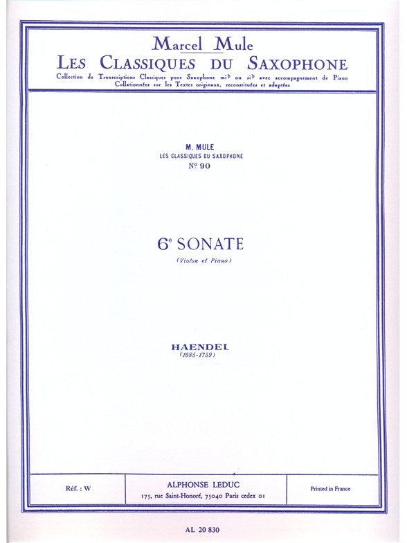 Sonate n° 6 (Saxophone/Piano)