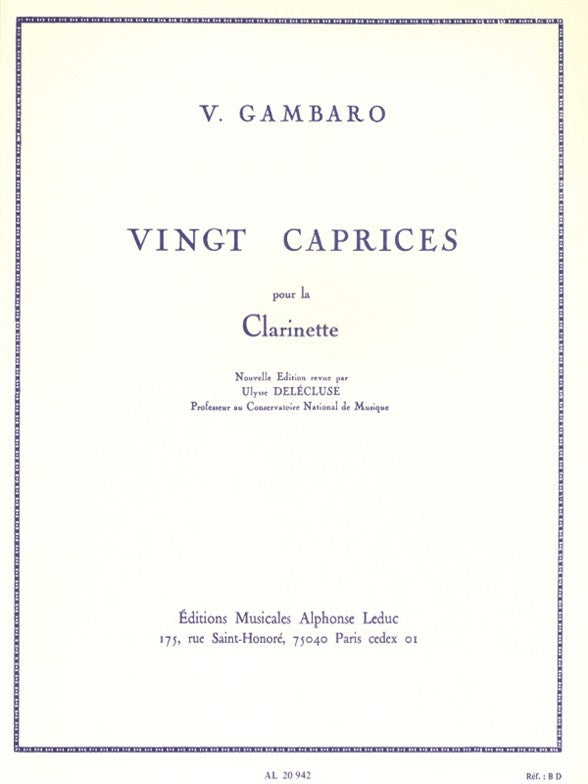 20 Caprices pour la Clarinette