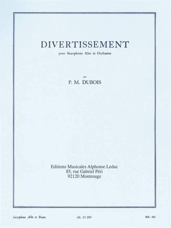 Divertissement pour saxophone alto et orchestre