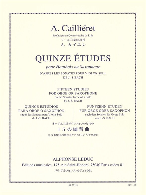 15 Études pour Hautbois ou Saxophone