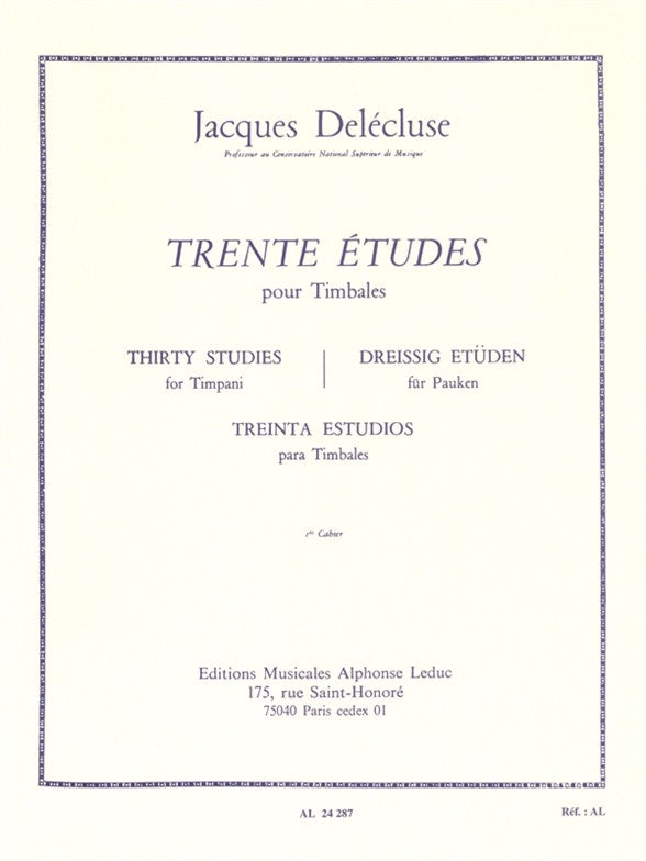 30 Etudes Cahier 1 pour Timbales