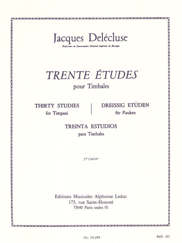 30 Etudes Cahier 2 pour Timbales
