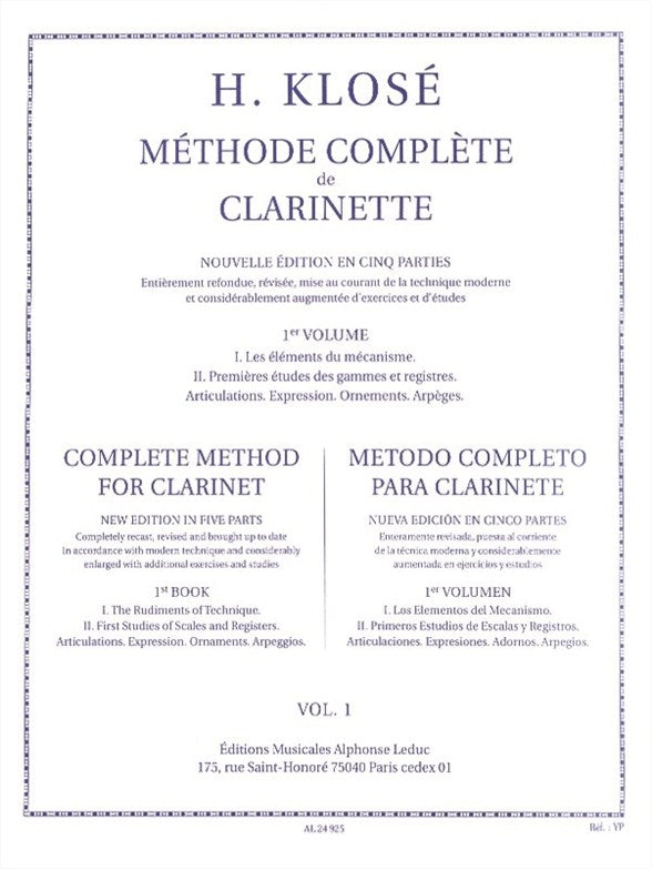 Méthode De Clarinette Volume 1