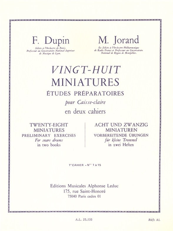 28 Miniatures Études Préparatoires for Snare Drum