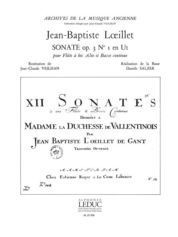 Sonate en do Op 3 n° 1 Treble Recorder & BC