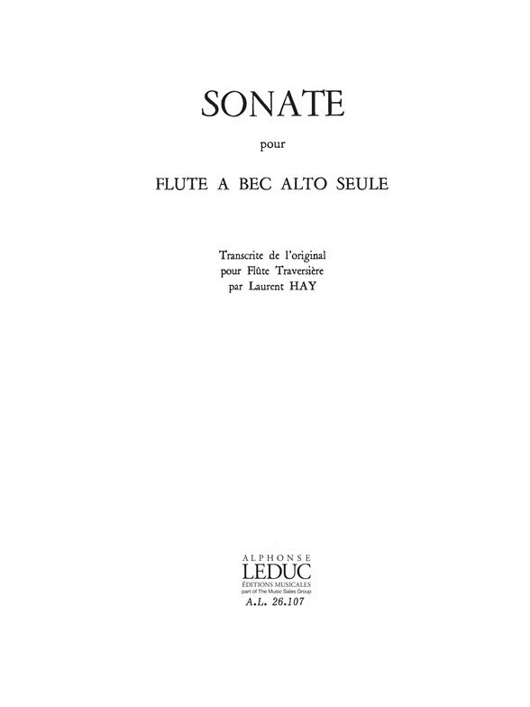 Sonate For Solo Treble Recorder Wq132