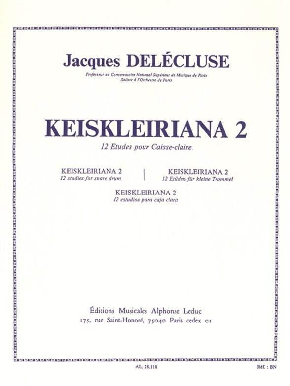 Keiskleiriana Volume 2 - 12 Études Pour Caisse - Claire