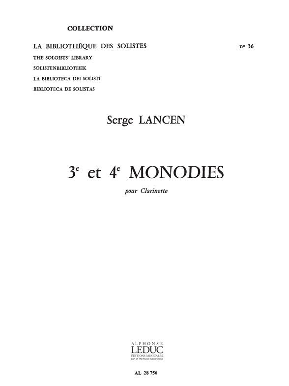 3eme et 4eme Monodies Lm036 Clarinet en si Flat