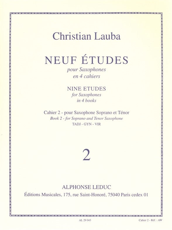9 Études pour Saxophones - Cahier 2
