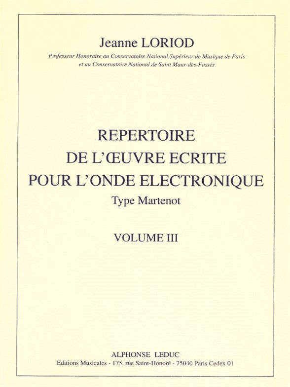 Repertoire De L'Oeuvre Ecrite Vol 3