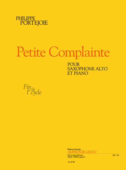 Little Complaint, for Alto Saxophone and Piano