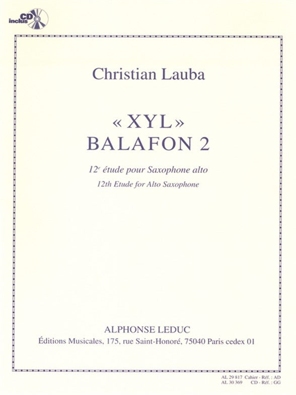 XYL Balafon 2, 12th étude for Alto Saxophone