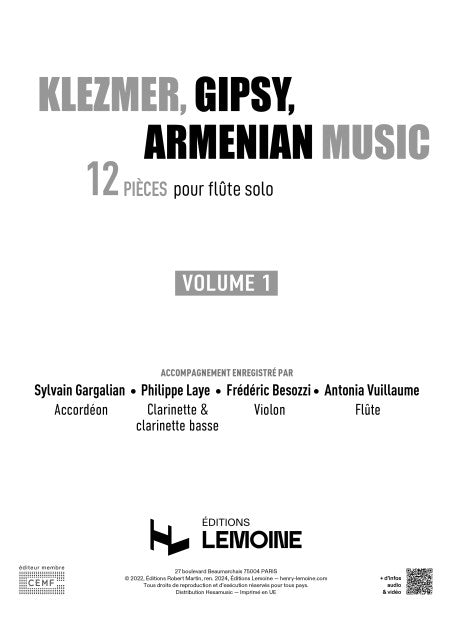 Klezmer, Gipsy, Armenian music - flûte Book 1