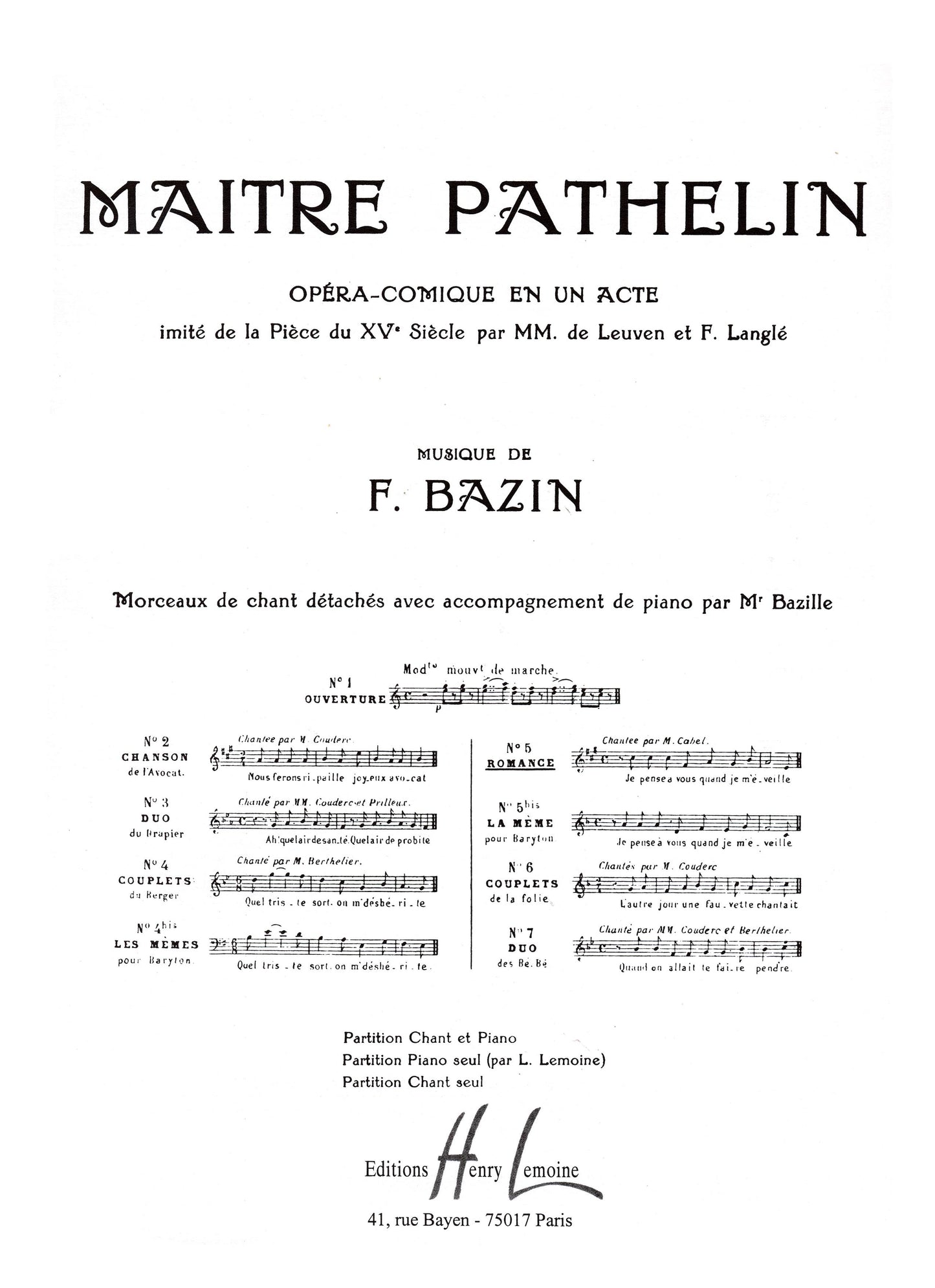 Maître Pathelin n°5 Romance