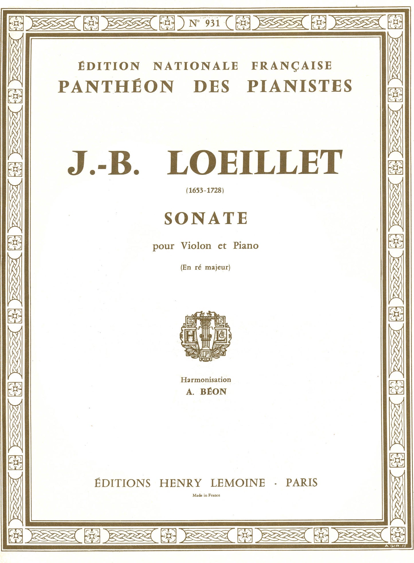 Sonate en Ré maj.