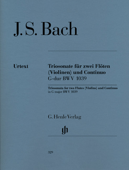 Trio Sonate pour deux flûtes (violons) et basse continue Sol majeur BWV 1039