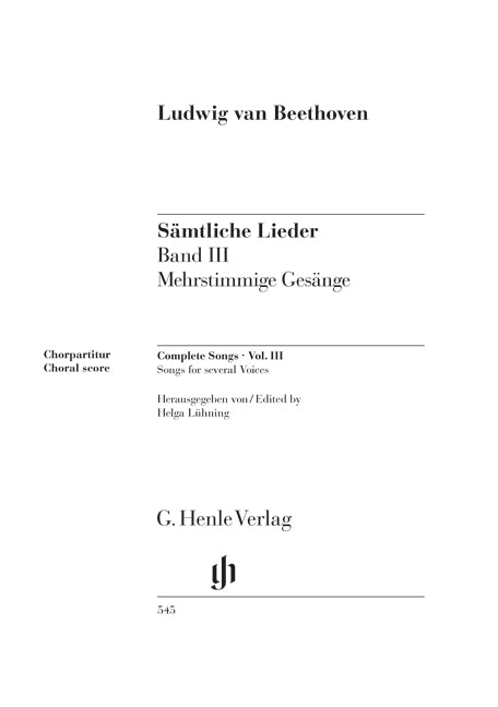 Edition intégrale des mélodies et chansons avec accompagnement de piano, volume III (n° 2, 3, 4, et 5)