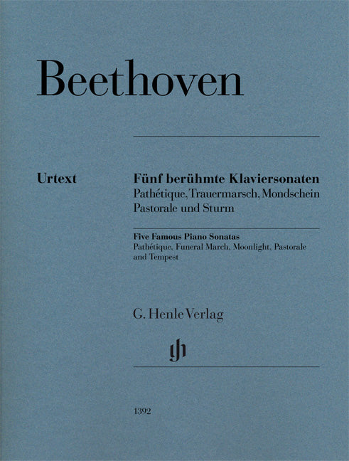 Cinq célèbres Sonates pour piano op. 13, op. 26, op. 27,2, op. 28 et op. 31,2