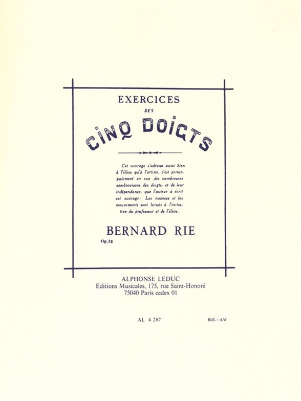 Exercices Des 5 Doigts Op.32