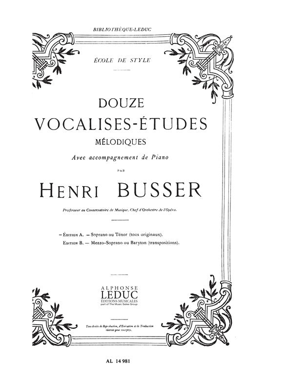 12 Vocalises-Etudes - Edition A