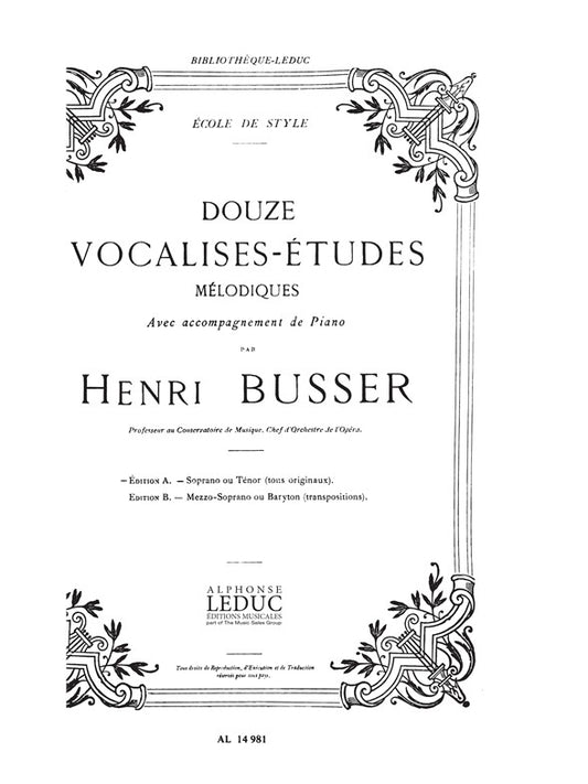 12 Vocalises-Etudes - Edition A
