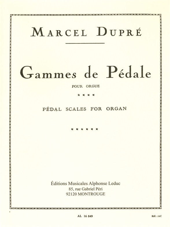 Gammes De Pédale pour Orgue