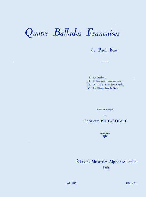 4 Ballades Françaises pour voix et piano