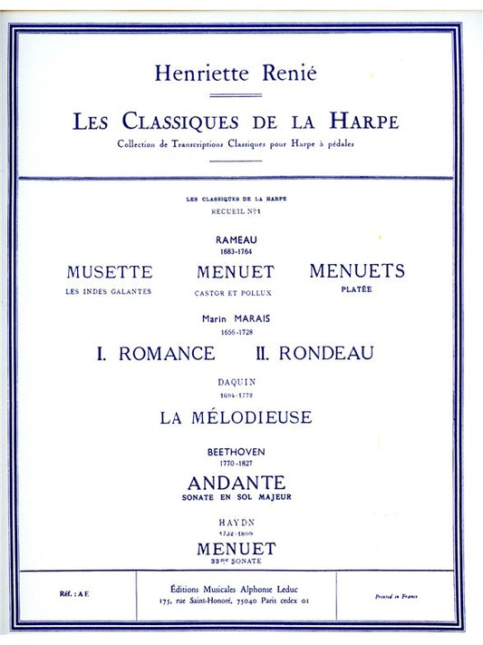 Les Classiques de la Harpe n° 1