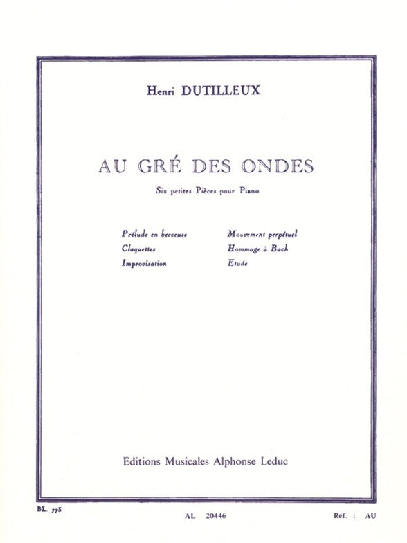 Au Gré Des Ondes - 6 petites pièces pour piano