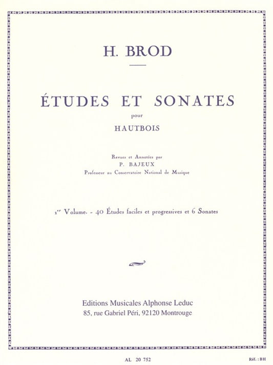 Études et Sonates pour hautbois solo Vol. 1