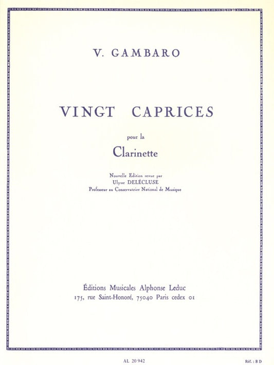 20 Caprices pour la Clarinette