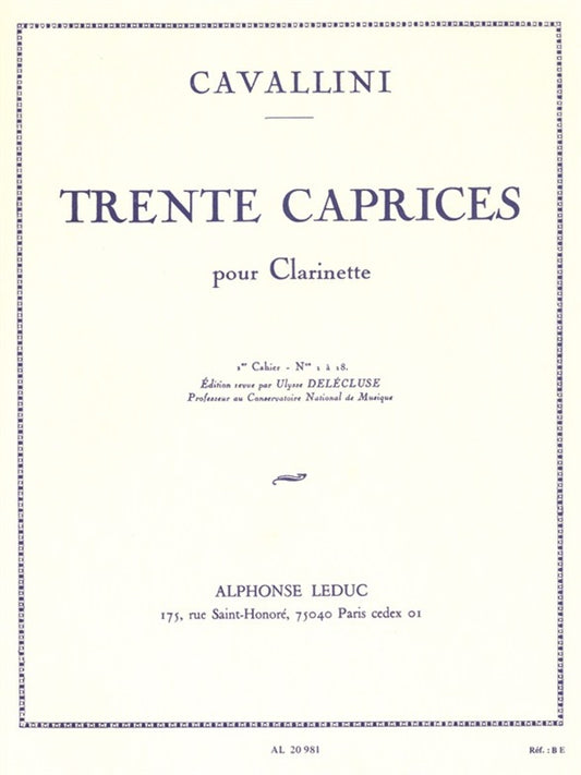 30 Caprices pour Clarinette - Vol. 1