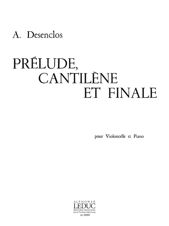 Prélude Cantilene Et Finale