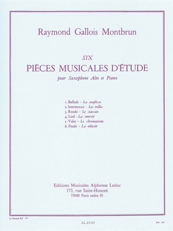 6 pièces musicales d'étude