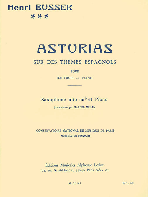 Asturias sur des thèmes espagnols, Op. 84