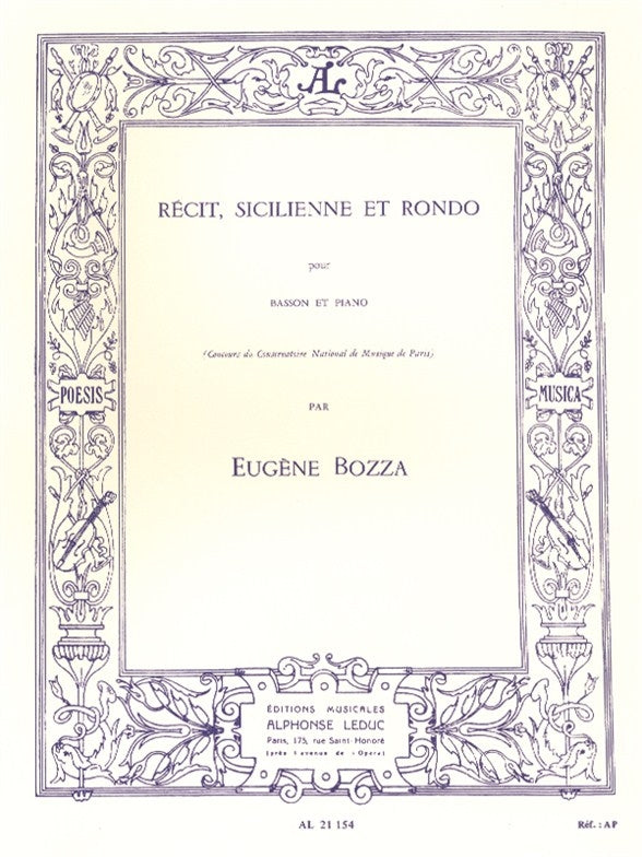 Récit, Sicilienne And Rondo pour basson et piano