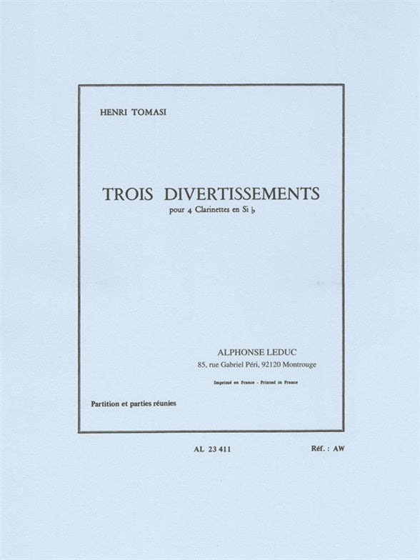 3 Divertissements pour 4 clarinettes