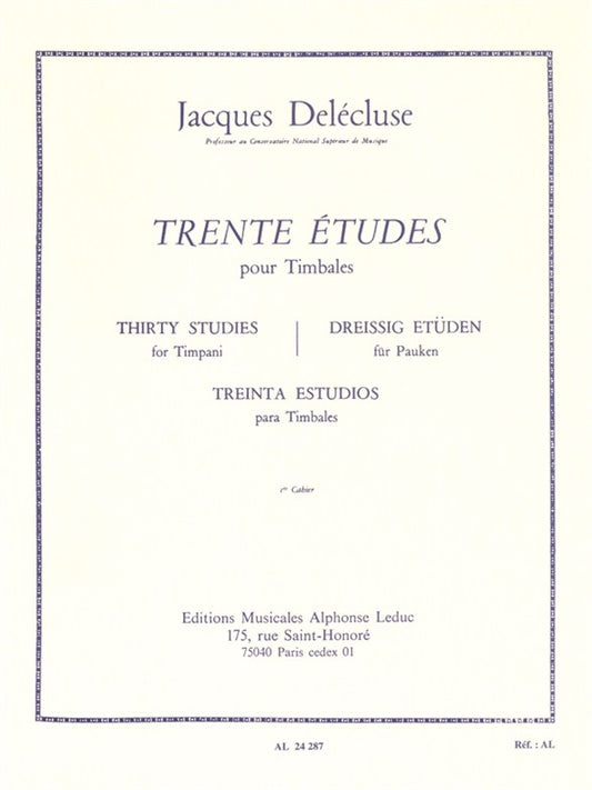 30 Etudes Cahier 1 pour Timbales