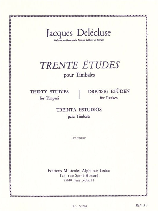 30 Etudes Cahier 2 pour Timbales